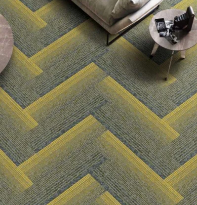 Modern Citrine Weave Grey With Yellow Accent